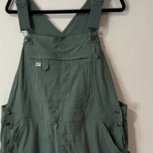 Duluth Trading Co Women's Heirloom Gardening Short Overalls Teal Stretch M